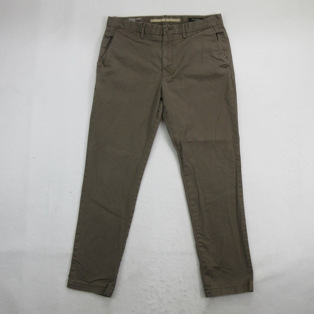 Banana Republic Men's Pants Size 33 Lived-In Chino Slim Fit Brown Stretch